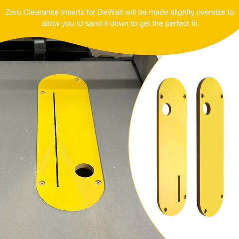 Zero Clearance Table Saw Inserts Combo Pack For 8-1/4 Inch Saws DWE7485 DCS7485 with riving knife slot and blank plates