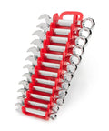 Stubby 12-Piece Wrench Set 8 To 19 mm With Holder Ultra Short Wrenches For Tight Spots Slim Bodies Chrome Finish in red holder