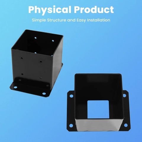 Beefy 6x6 Post Base Brackets Black 4 Pack Internal 5.5 By 5.5 Inches Heavy Duty Steel Deck Post Base Cover For Wood Posts Railings Stairs And Patio Installations, showing two brackets.