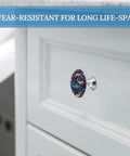 Two Pack Antique Stainless Steel Round Cabinet Knobs With Colorful Dinosaurs And Stars Design Cool Dresser Knobs on white cabinet