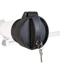 Conduit Locking End Caps Set For Schedule 40 PVC Pipes Black Two Pack With Masterkey Compatible Steel Locks attached to pipe