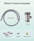 Ultra Slim Toilet Bidet Attachment With Dual Detachable Nozzles Self Cleaning Mode kit with hose, T-valve, and bumpers