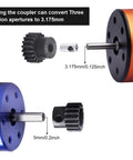 Illustration of 54T 0.8 32P Beefy Metal Spur Gear Set With 15T 17T 19T Pinions And 3.175mm Coupler showing pinion conversion