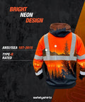 Wildland Sasquatch Hi Vis Hoodie For Men With Heavy Duty Polyester And Soft Combed Fleece Interior, Class 3 Type R ANSI ISEA 107-2015 Orange XX-Large