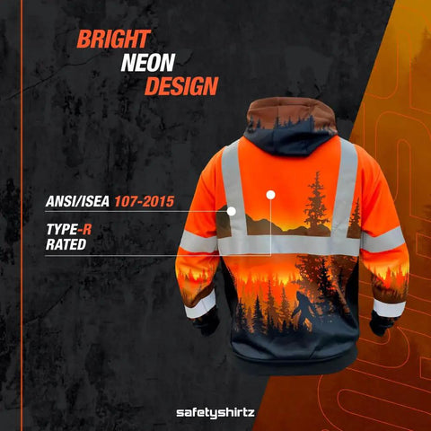 Wildland Sasquatch Hi Vis Hoodie For Men With Heavy Duty Polyester And Soft Combed Fleece Interior, Class 3 Type R ANSI ISEA 107-2015 Orange XX-Large