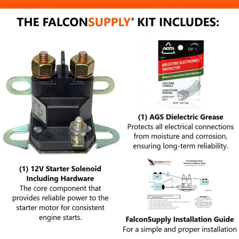 Direct Fit 12V Starter Solenoid Drop In Replacement For Bad Boy Zero Turn Mowers Trombetta OEM 852-1251-210-50 Kit contents