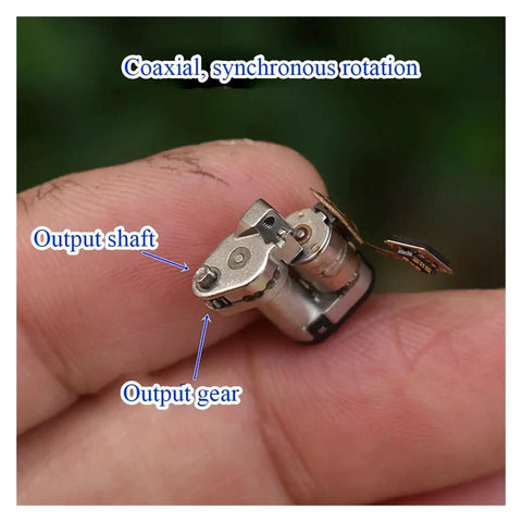 Close-up of One Piece Pro Grade Precision Stepper Motor Starter With Planetary Gearbox showing output shaft and gear detail.