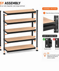 Heavy Duty 5 Tier Adjustable Metal Shelving Unit for Garage and Basement, 2500 lbs Total Capacity Storage Rack assembly method