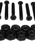 Skateboard Hardware Kit 1 1/8 Inch Phillips Nuts And Bolts 8 Piece Set Black For Trucks And Decks Built Tough Steel Fasteners