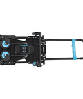Two In One Folding Hand Truck Dolly Workhorse With Four Quiet TPR Wheels And 3 Level Adjustable Handle For Luggage Travel Office Moving Camping Outdoor Use Black Blue folded flatbed view
