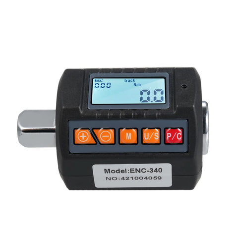 Pro Grade Digital Torque Wrench With Backlit Display And Half Inch Drive Includes Three Eighths Inch And Quarter Inch Adapters Sound And Light Alarm High Accuracy Real Time Ft Lb And Nm Readouts Four Torque Units For Automotive And Industrial Use, front view