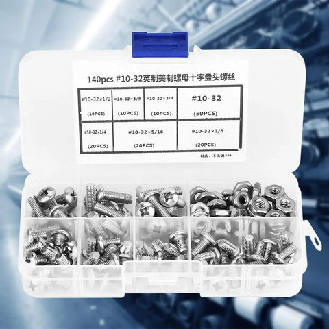 Durable 140 Piece Pan Head Screw Set In Clear Box 304 Stainless Steel Hardware Kit For DIY Projects Home Repairs And Everyday Fixes