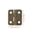 Mini Vintage Hinges Set With Screws, 20 Piece Bronze Pocket Flush Hinges, 18x16 mm, front view