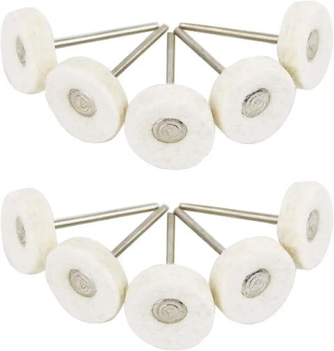 Mini Wool Felt Polishing Brush Wheel Set 40 Pc 1 Inch Wool Felt Grinding Buffing Heads 3mm Shank Cotton Thread Polishing Mini Brush
