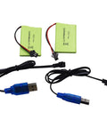 Two Pack 3.7V 600mAh Li-Ion Rechargeable Batteries with 2 USB Charger Cables for RC Dog Robot K9 Remote Control Toys, SM-2P Connector