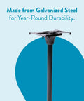 Coolidge Galvanized Steel Mailbox Post in Black for Outdoor Use shown against blue background emphasizing durability.