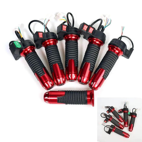 Top Tier E Bike Twist Throttle With 3 Speed Settings High Med Low Plus Forward Reverse Control For Smooth Rides On Any Terrain, red black ABS grips