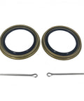 Front Wheel Bearing Kit For 1997-2003 Ford F-150 Expedition Lightning Ranger 2WD Includes Four Bearing Races And Two Seals Direct Fit OE Replacement WTA18 WTA12 WS4148 For Front Hub Assembly, showing two seals and two metal cotter pins