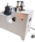 Pro Shop Grade 45 Degree Corner Cutting And Punching Machine With Dual Spindles And 8 Inch Alloy Saw Blade For Smooth Wood And Aluminum Fab Works Dead On Accuracy Drilling Up To 40 Mm Thick side view of machine showing motor and controls.