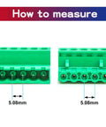 Two Sets 5.08mm Phoenix Screw Terminal Connector Set For PCB No Soldering Required Green PCB Board Four Connectors, measurement guide