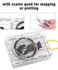 Clear Acrylic Map Compass With Ruler And Map Measurer Scales Baseplate Orienteering Navigator for hiking and outdoor use close-up