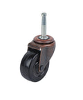 2 Inch Stem Caster 2 Pack Black Soft Rubber Wheel 3/4 Inch Wide With Double Ball Bearing Swivel Copper Friction Stem Mount