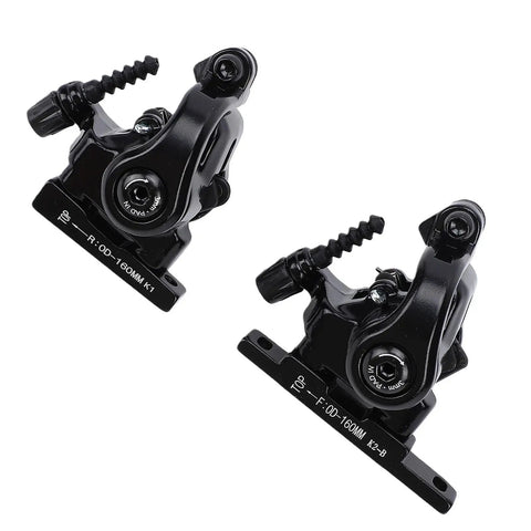 Heavy Duty Grip On Two Wheeled Rides With Dual Piston Mechanical Disc Brakes For Road And Folding Bikes Featuring Tough Aluminum Calipers.