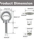 Heavy Duty M6 Stainless Steel Eye Bolt Kit With Nuts And Washers 4 Pack Ring Shoulder Eyebolts dimensions chart