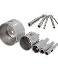 Top Tier Hole Saw Kit That Crushes Glass Tile And Ceramic With Ease Featuring Ten Pieces Ranging From 3mm To 50mm For Smooth Drilling And Home Repair Projects Without The Hassle., diamond-coated hole saw kit with 10 bits and arbors for glass and ceramic drilling