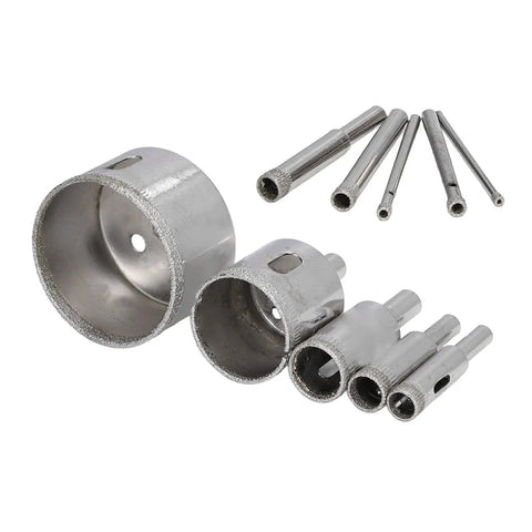 Top Tier Hole Saw Kit That Crushes Glass Tile And Ceramic With Ease Featuring Ten Pieces Ranging From 3mm To 50mm For Smooth Drilling And Home Repair Projects Without The Hassle., diamond-coated hole saw kit with 10 bits and arbors for glass and ceramic drilling