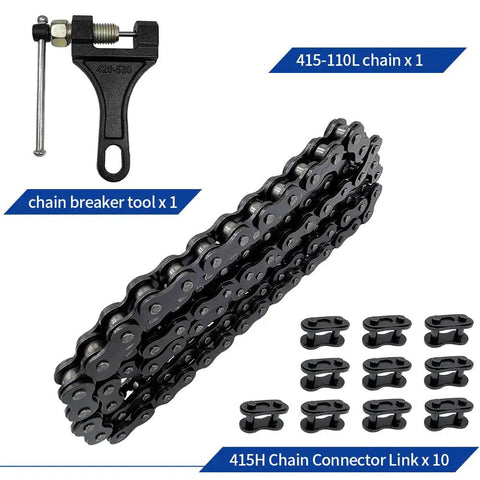 Rugged Heavy Duty 415H Chain That Packs A Punch For Motorized Bikes With Handy Chain Breaker Tool Fits 49Cc To 80Cc Two Stroke Engines