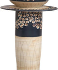UYTROPLK Ceramic Bathroom Sink Retro Industrial Style Pedestal Ceramics Basin, hand-carved washbasin with floral design.