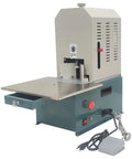 Heavy Duty Electric Corner Rounder With Smooth Foot Pedal And Quick Swap Blades For Paper Vinyl Plastic Film Trimming No Fuss Semi Auto Punch Cutter Straight Up Accuracy showing stainless steel surface and foot pedal.