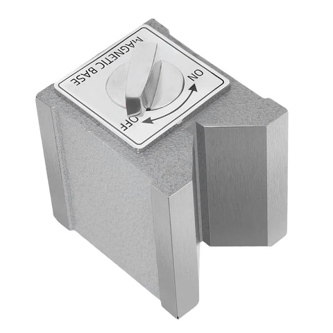 Eminchu Magnetic V Block With Switch, 30kg Force Heavy Duty Cast Iron Alignment Fixture For Machining Inspection, top view with switch.