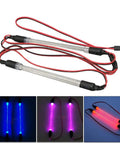 Purple 133mm LED Roof Light Bar for 1:10 Scale RC Cars Plug And Play Roof Lamp shown unlit and in various colors