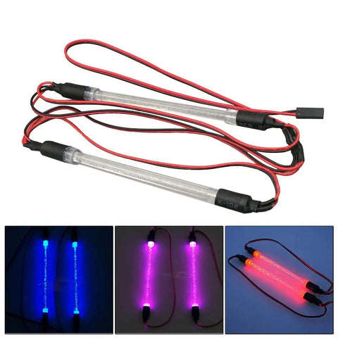 Purple 133mm LED Roof Light Bar for 1:10 Scale RC Cars Plug And Play Roof Lamp shown unlit and in various colors