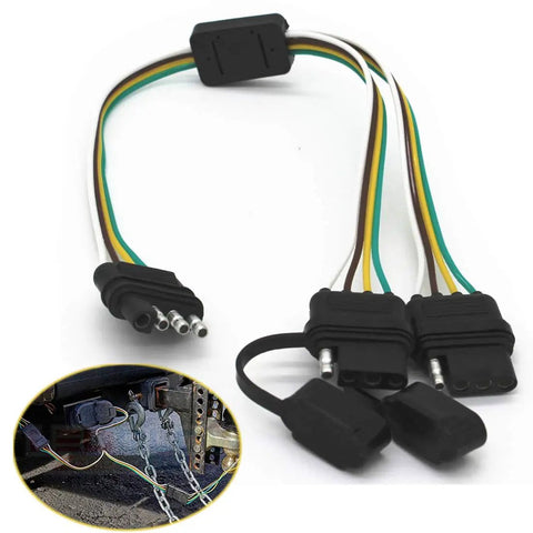 4 Way Y Splitter Harness for Trailer Lights and Tailgate Light Bars Plug And Play 4 Pin Connector Extension Wiring Kit