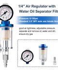 1/4" Air Regulator with Water Oil Separator Filter for HVLP Car Paint Sprayer Gun Kit, pressure 0-150psi, adjustable and clear filter.
