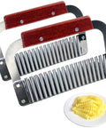 BANCOO 2-piece wooden-handle crinkle cutter set with stainless steel blades for carrot and potato