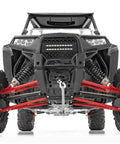 Front view of off-road vehicle with Heavy Duty Winch Mounting Plate For Polaris RZR XP 1000 2014 Through 2022 Black Steel