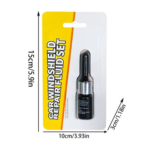 Windshield Chip Repair Kit With Curing Film and 2ml Crack Repair Fluid For SUVs, Trucks, Cars package front view