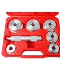Six Double Sided Bearing And Seal Driver Kit For Motorcycle ATV And UTV Use With 40mm 44.5mm 50mm 60mm And 63mm Sizes in a red case