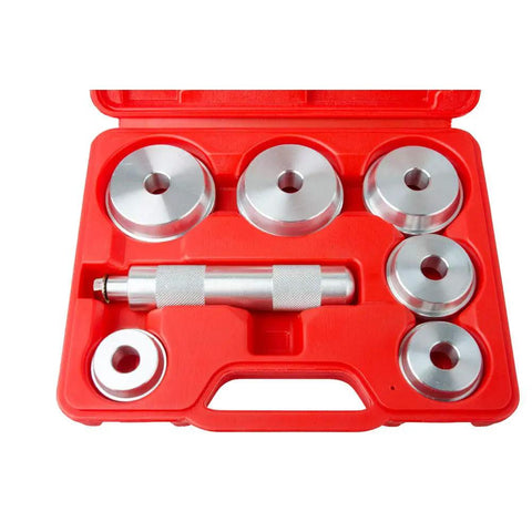 Six Double Sided Bearing And Seal Driver Kit For Motorcycle ATV And UTV Use With 40mm 44.5mm 50mm 60mm And 63mm Sizes in a red case