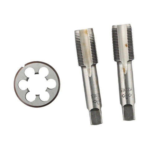 Metric Tap and Die Set for Internal and External Threads, Industrial Grade HSS Hand Tools for Metalworking, M22 x 1.5mm