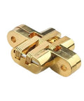 Gold finish Hidden Ball Bearing Door Hinges 8x42mm Zinc Alloy Cross Invisible Hinge for Quiet Soft Closing
