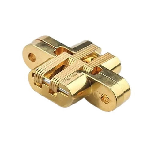 Gold finish Hidden Ball Bearing Door Hinges 8x42mm Zinc Alloy Cross Invisible Hinge for Quiet Soft Closing