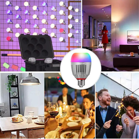 Smart LED Bulb With 36000 Colors For TV Film And Live Streams Vlogs And Party Vibes E26 E27 Base Dimmable Color Temp in various scenes