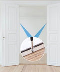 Close-up of Hella Durable 12 Inch Piano Hinges Two Pack Stainless Steel Continuous Hinge on a wooden door frame.