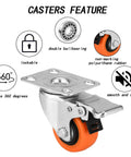 Two Inch Caster Wheels Set Of Four With Locking Swivel Casters Heavy Duty Load Capacity Up To 600 Lbs features and materials diagram