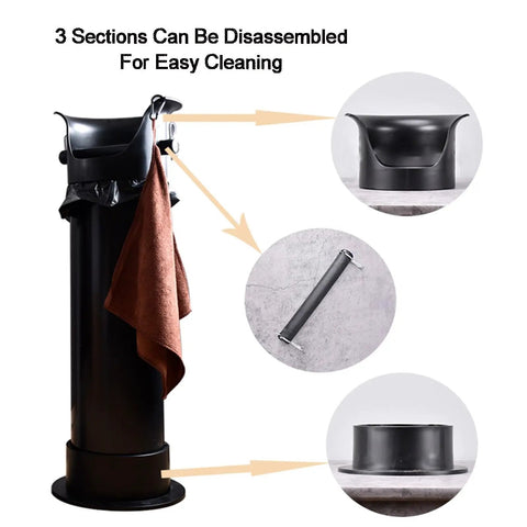 Floor Standing Espresso Knock Box For Hassle Free Daily Pulls, disassembled sections showing easy cleaning features.